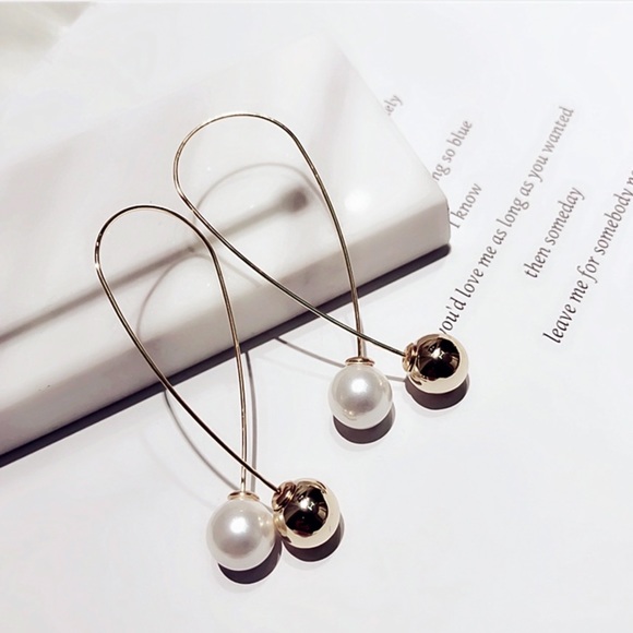 Gold Faux Pearl/Bead Ear Wires - Picture 4 of 8